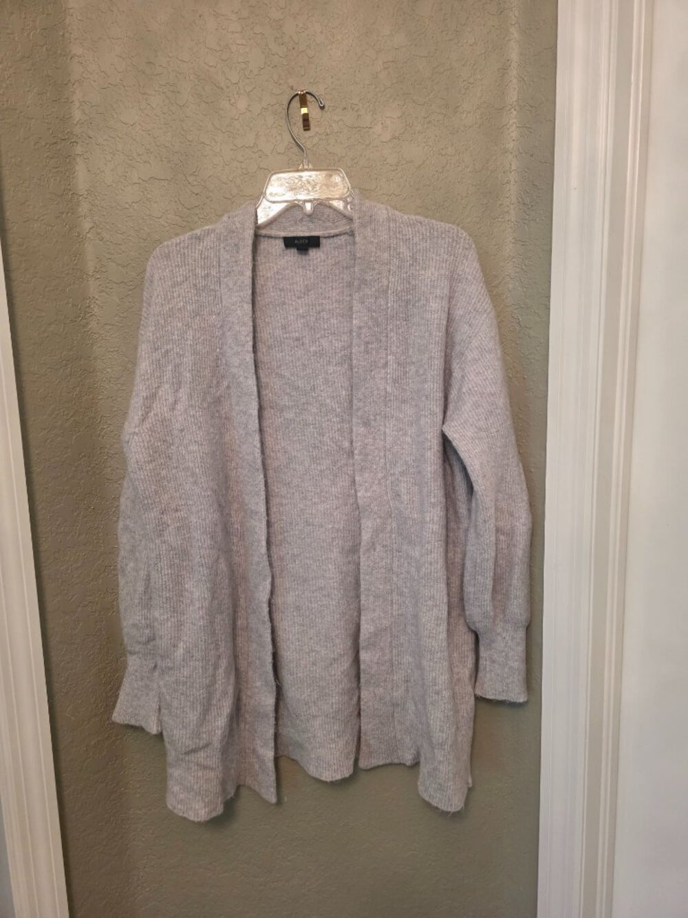J. Crew Light Gray Wool Alpaca Blend Open Front Cardigan S